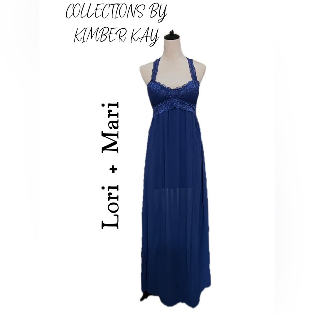 Bin3 COLLECTIONS BY KIMBER KAY, LORI + MARI, MAXI DRESS IN ROYAL BLUE.